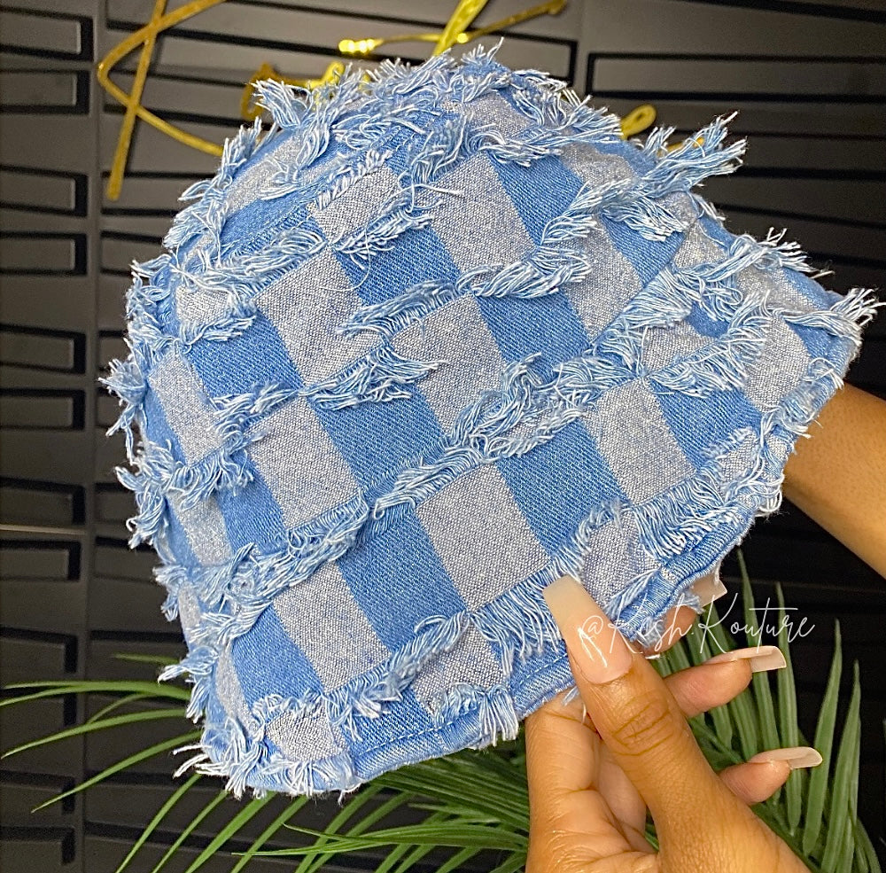 Denim Checkered Bucket Hat